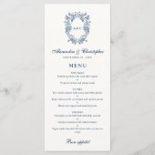 Trouwkaart met vintage Regency-stijl monogram wape Menu (Voorkant)