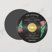 Trouwkaart met vintage retro vinylplaat QR-code Kaart (Voorkant / Achterkant)
