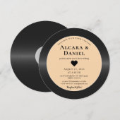 Trouwkaart met vintage retro vinylplaat QR-code Kaart (Voorkant / Achterkant)