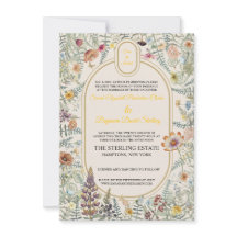 Trouwkaart met vintage wilde bloemen
