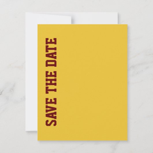 Trouwkaart met Voetbal Maroon & Geel Save the Date Kaart (Achterkant)