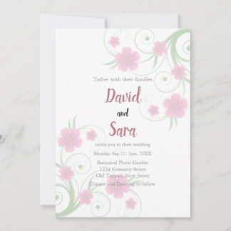 Trouwkaart met waterverf bloemen in blushroze tint kaart