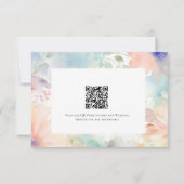 Trouwkaart met waterverf bloemendetails en QR-code Kaart (Achterkant)
