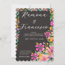 Trouwkaart met waterverf bloemmotief voor herfstbr