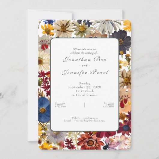 Trouwkaart met waterverf wilde bloemen kaart (Voorkant)