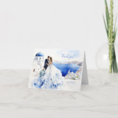Trouwkaart met waterverfschildering van Santorini Bedankkaart (Voorkant)