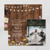 Trouwkaart met wilde bloemen bedankt foto kaart (Voorkant / Achterkant)