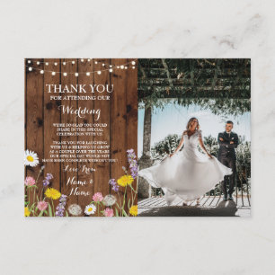 Trouwkaart met wilde bloemen bedankt foto kaart