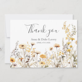 Trouwkaart met wilde bloemen dank je wel bedankkaart