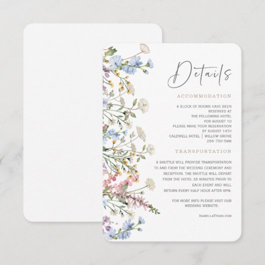 Trouwkaart met wilde bloemen in boho-stijl kaart (Voorkant / Achterkant)