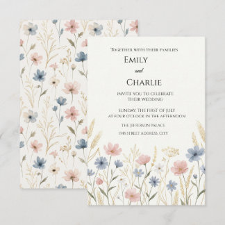 Trouwkaart met wilde bloemen  kaart