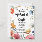 Trouwkaart met wilde bloemen 'Love in Bloom' Kaart (Achterkant)