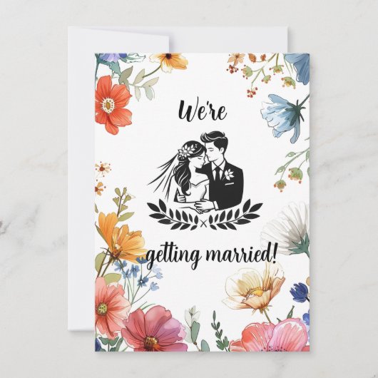 Trouwkaart met wilde bloemen 'Love in Bloom' Kaart (Voorkant)