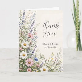 Trouwkaart met wilde bloemen voorjaarsweide bedank bedankkaart