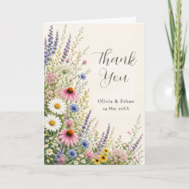 Trouwkaart met wilde bloemen zomer weide bedankje bedankkaart