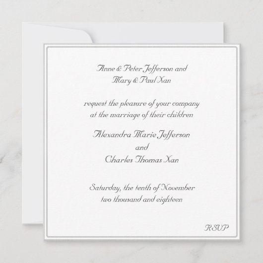 Trouwkaart met witte rand kaart (Voorkant)