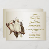 Trouwkaart met witte vogels kaart (Voorkant / Achterkant)