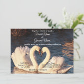 Trouwkaart met Witte Zwanen Kaart (Staand voorkant)