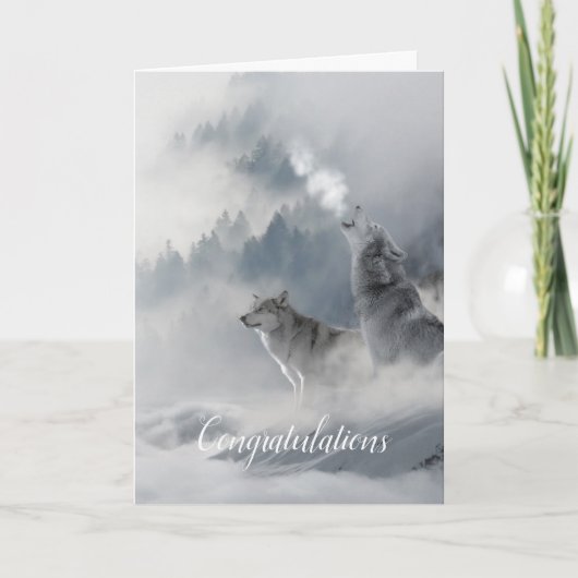 Trouwkaart met wolven als soulmates verticaal kaart (Voorkant)