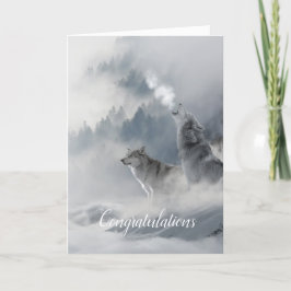 Trouwkaart met wolven als soulmates verticaal kaart