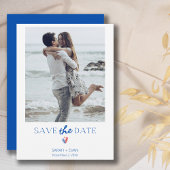 Trouwkaart met zeemansfoto en kreeft Save the Date Kaart