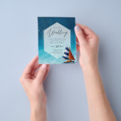 Trouwkaart met zeilboot in nautische stijl flyer (Hand)
