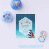 Trouwkaart met zeilboot in nautische stijl flyer (Enkel)