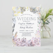 Trouwkaart met zoete succulenten kaart (Staand voorkant)