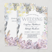 Trouwkaart met zoete succulenten kaart (Voorkant / Achterkant)