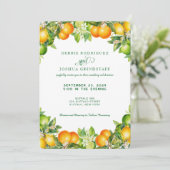 Trouwkaart met zomer sinaasappel citrusfruit kaart (Staand voorkant)