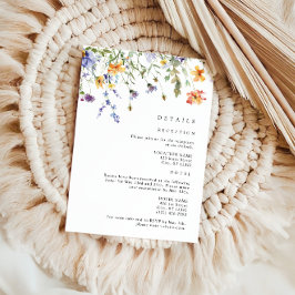 Trouwkaart met zomers wilde bloemen details informatiekaartje