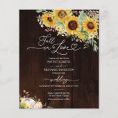 Trouwkaart met Zonnebloem Budget 'Fall in Love' Flyer (Voorkant)