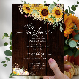 Trouwkaart met Zonnebloem Budget 'Fall in Love' Flyer