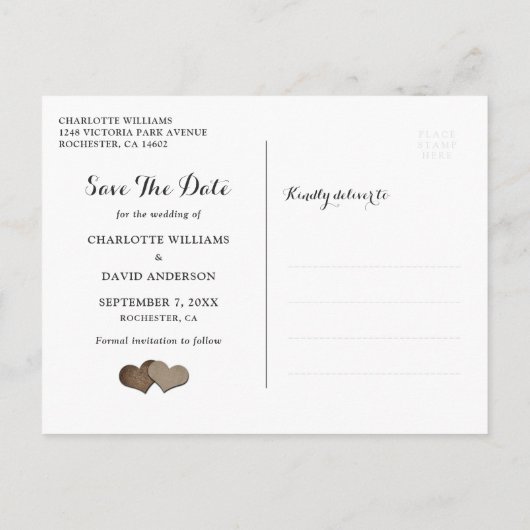 Trouwkaart met zonnebloem in marineblauw 'Save the Aankondigingskaart (Achterkant)