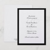 Trouwkaart met zwart rand monogram save the date (Voorkant / Achterkant)