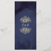 Trouwkaart 'Midnight Blue Gothic' Dankbetuiging Pl Menu (Achterkant)