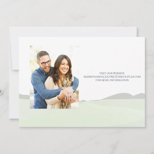 Trouwkaart mintgroen waterverf Save the Date (Achterkant)