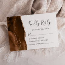 Trouwkaart Mocha Bruin Goud Agaat RSVP