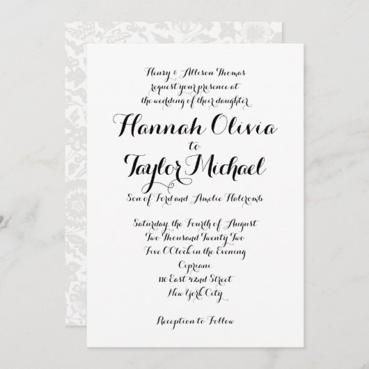 Trouwkaart *Modern Klassieker* Kaart (Voorkant / Achterkant)