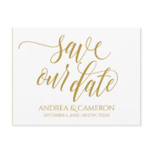Trouwkaart Moderne Typografie Save-the-Date | Goud
