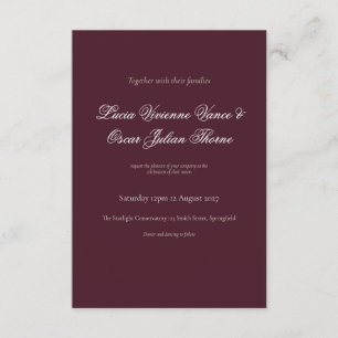 Trouwkaart Moody Burgundy Hollandse Bloemen RSVP Kaartje