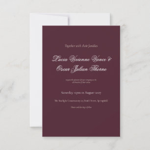 Trouwkaart Moody Burgundy Hollandse Bloemen RSVP Kaartje
