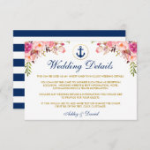 Trouwkaart Nautilus Bloemendetails Blauwe Insteekk Informatiekaartje (Voorkant / Achterkant)