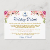 Trouwkaart Nautilus Bloemendetails Blauwe Insteekk Informatiekaartje (Voorkant)