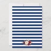 Trouwkaart Nautisch Blauw Strepen Burgundy Uitnodi Kaart (Achterkant)