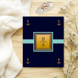 Trouwkaart Nautische Blauwe Zee Budget Flyer