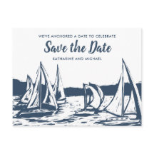 Trouwkaart 'Nautische Zeilboot' Save the Date