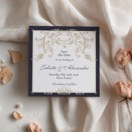 Trouwkaart Navy Baroque Save the Date Kaart