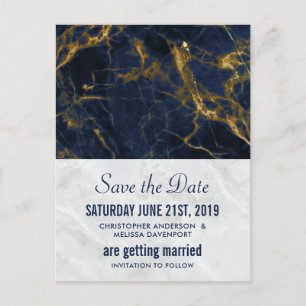 Trouwkaart Navy Blauw en Goud Modern Trouwkaart 'S Briefkaart