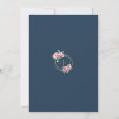 Trouwkaart Navy Blush Pioen Eucalyptus Kaart (Achterkant)